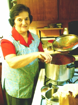 My Mom cooking in the kitchen